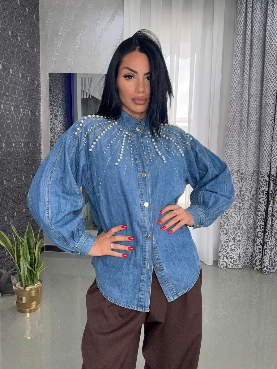 Camicia Denim perla