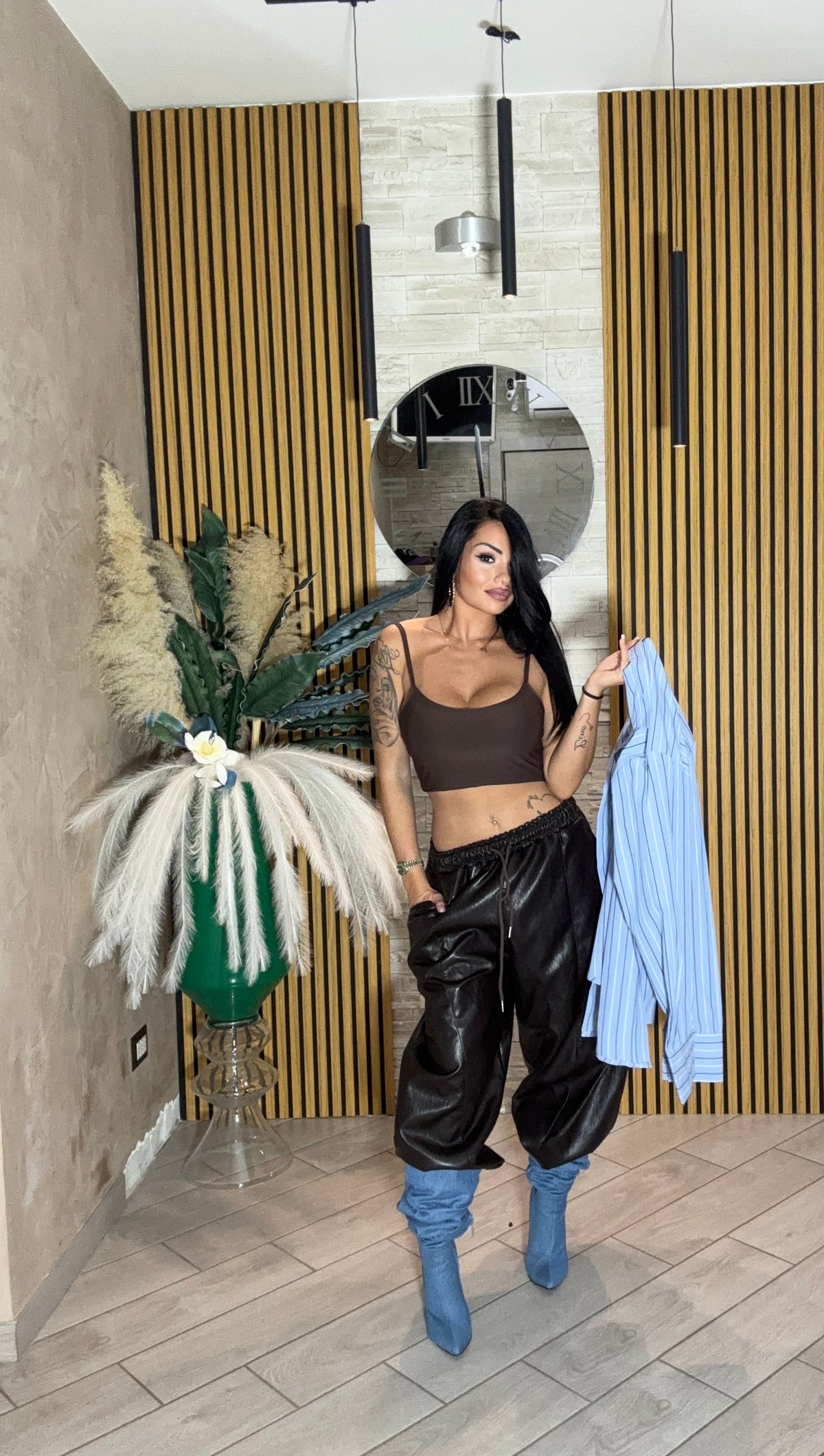 Pantalone ecopelle bubble