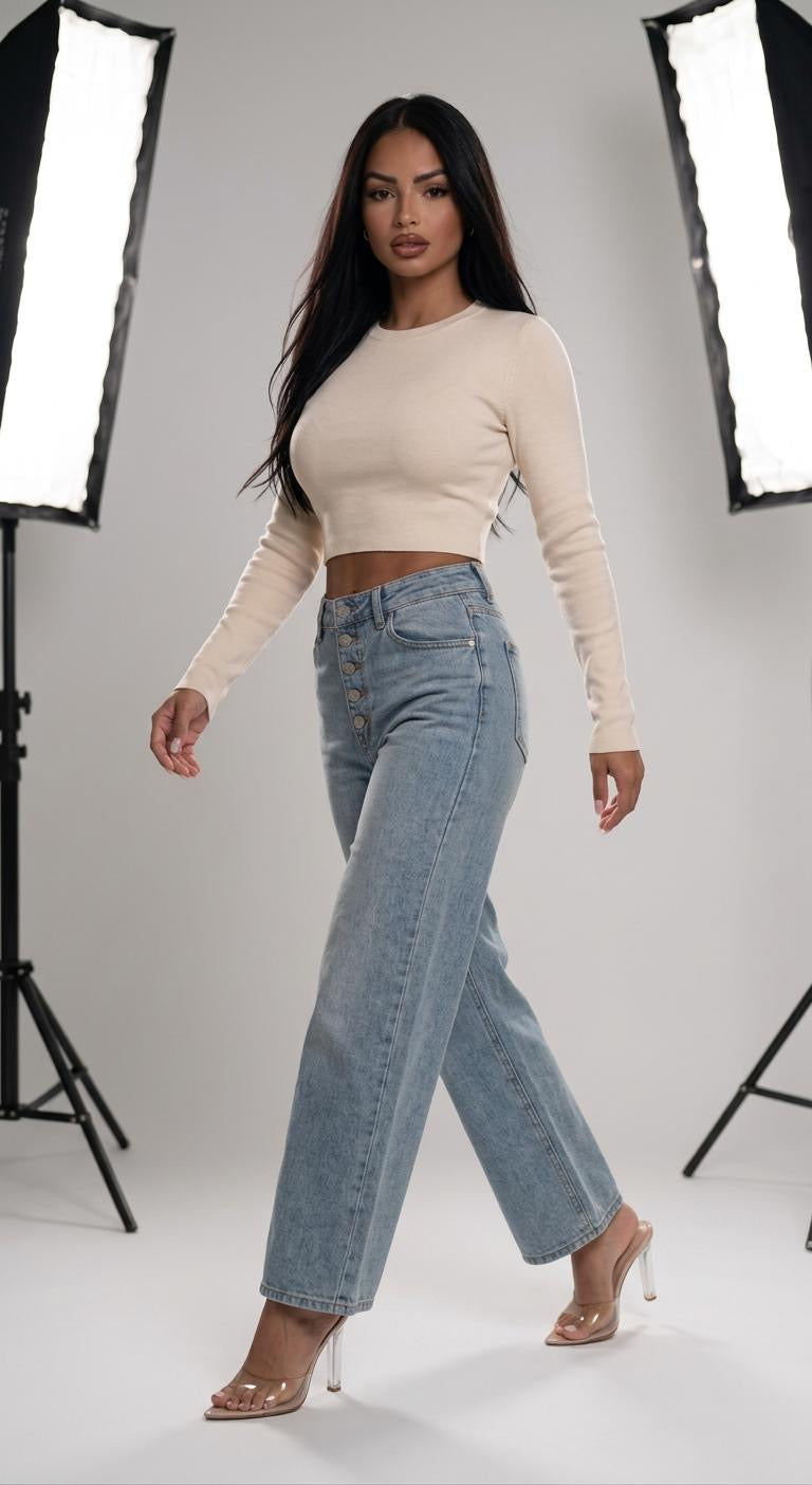Jeans palazzo bottoni