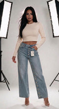 Jeans palazzo bottoni